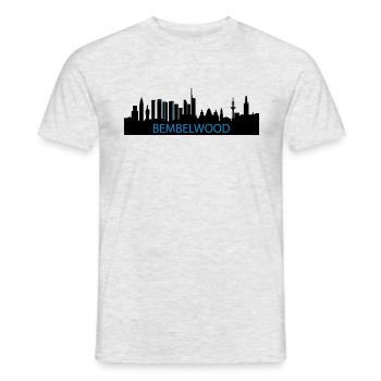 BEMBELwood Frankfurt #Textildruck #Frankfurt - Männer T-Shirt - Grau meliert - Vorne - AI Model Male 178 dark (178cm)