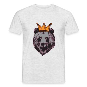 Roi ours avec couronne, grizzly, panda, idée cadeau - T-shirt homme - gris chiné - Devant - AI Model Male 178 dark (178cm)