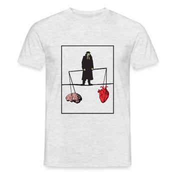 Herz und Hirn in Balance - Männer T-Shirt - Grau meliert - Vorne - AI Model Male 178 dark (178cm)