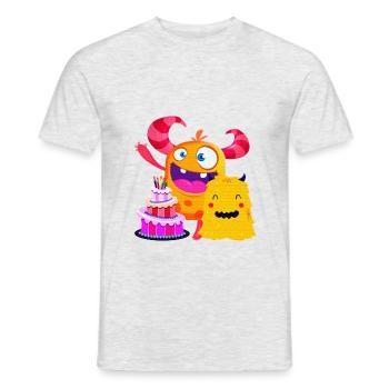 Funny birthday party little monster friends - Men's T-Shirt - heather grey - Front - AI Model Male 178 dark (178cm)