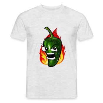 Scharfe Grüne Chili Feurig - Männer T-Shirt - Grau meliert - Vorne - AI Model Male 178 dark (178cm)