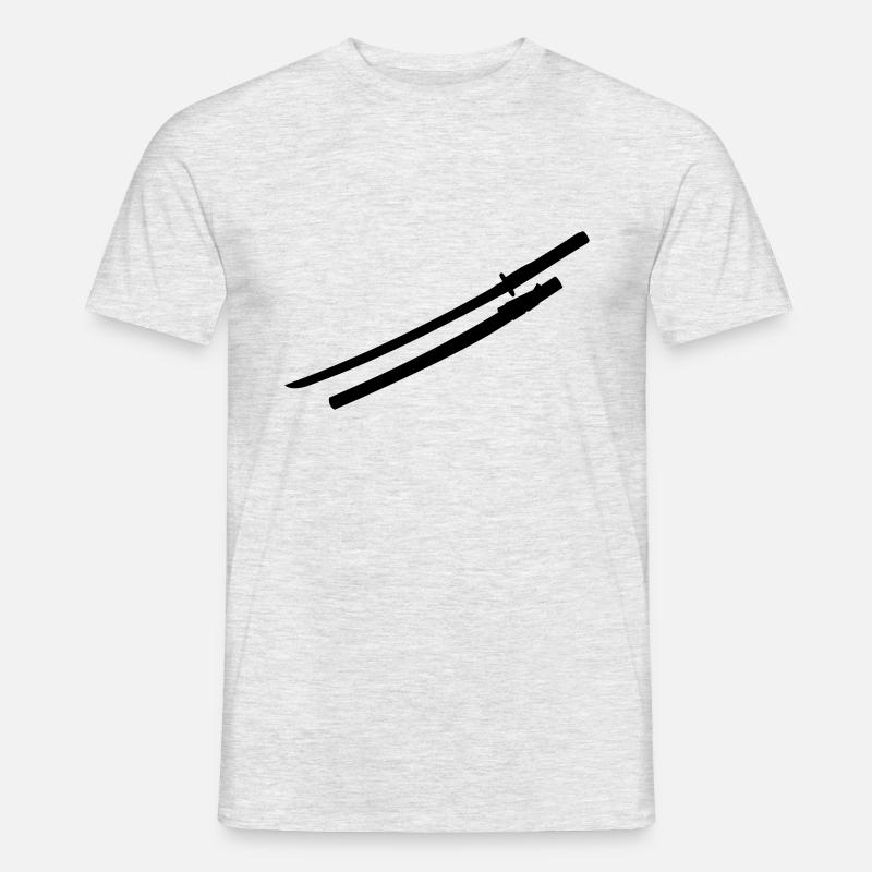 Samurai Schwert - Männer T-Shirt - Grau meliert