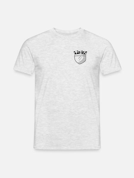 Drei Pandas in Brusttasche Lustig Geschenk Kinder - Männer T-Shirt - Grau meliert