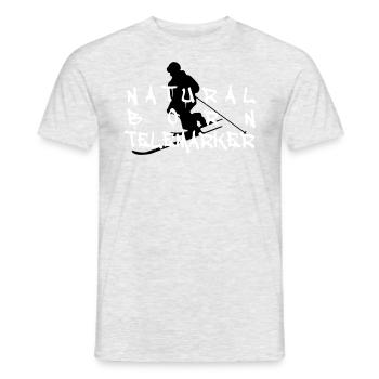 natural born telemarker1 - Men's T-Shirt - heather grey - Front - AI Model Male 178 dark (178cm)