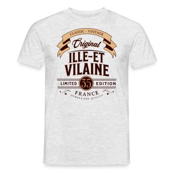 Vintage Ille-et-Vilaine - Département France - T-shirt homme - gris chiné - Devant - AI Model Male 178 dark (178cm)