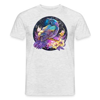 Oiseau de nuit, merle, rossignol, fleurs, en détresse - T-shirt homme - gris chiné - Devant - AI Model Male 178 dark (178cm)