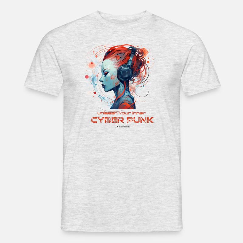 CyberInk Tech-Tattoo 9 - Männer T-Shirt - Grau meliert