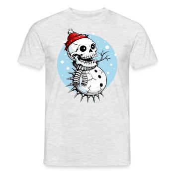 Bonhomme de neige crâne // Totenkopf Schneemann FS0085 - T-shirt homme - gris chiné - Devant - AI Model Male 178 dark (178cm)
