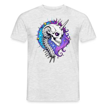 Unicorn Skull // Skull Glitter Unicorn FS0088 - Men's T-Shirt - heather grey - Front - AI Model Male 178 dark (178cm)