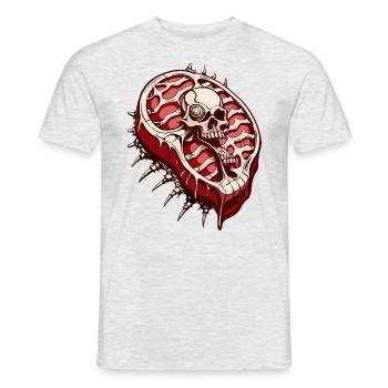 Steak Skull // Viande de crâne // BBQ FS0108 - T-shirt homme - gris chiné - Devant - AI Model Male 178 dark (178cm)