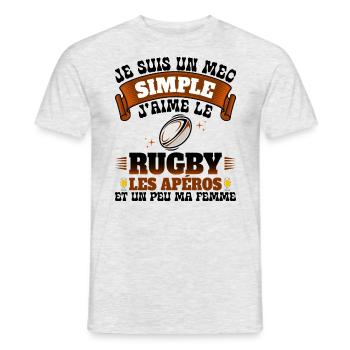 Rugbyman Humour Homme Rugby Et Apéro - T-shirt homme - gris chiné - Devant - AI Model Male 178 dark (178cm)