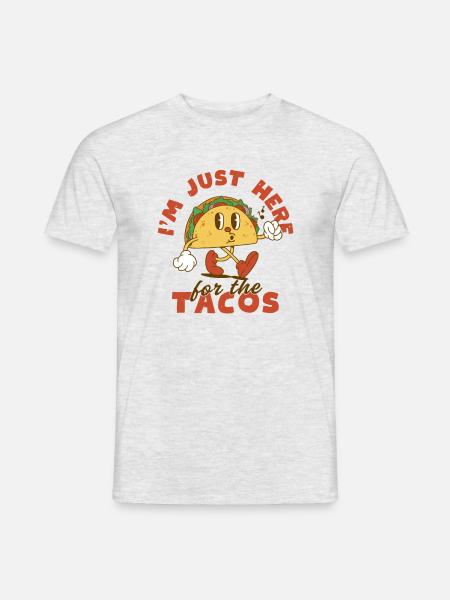 Ich bin nur wegen der Tacos hier - Männer T-Shirt - Grau meliert