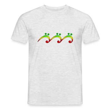 Reggae, music, notes, bass clef, wave, surf, - T-shirt homme - gris chiné - Devant - AI Model Male 178 dark (178cm)