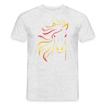 Tête de cheval silhouette orange jaune rouge cadeau - T-shirt homme - gris chiné - Devant - AI Model Male 178 dark (178cm)