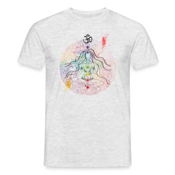 Meditation Buddhism psychedelic Om Rave Goa - Men's T-Shirt - heather grey - Front - AI Model Male 178 dark (178cm)