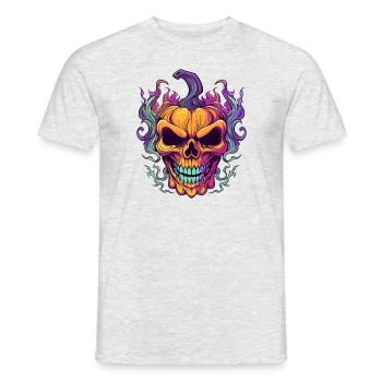 Halloween skull as a pumpkin - Men's T-Shirt - heather grey - Front - AI Model Male 178 dark (178cm)