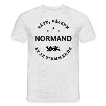 Normand, têtu, râleur - T-shirt homme - gris chiné - Devant - AI Model Male 178 dark (178cm)