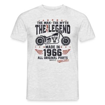 1966 Vintage homme mythe légende moto - T-shirt homme - gris chiné - Devant - AI Model Male 178 dark (178cm)