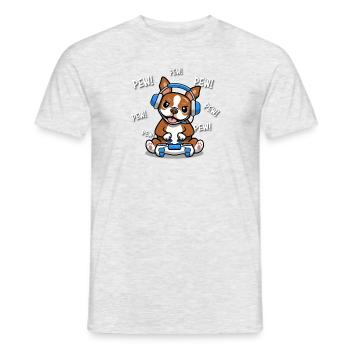 Roter Boston Terrier - Männer T-Shirt - Grau meliert - Vorne - AI Model Male 178 dark (178cm)