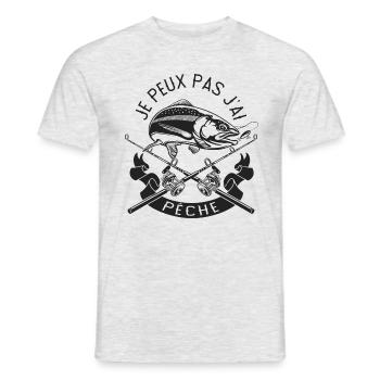 pêcheur Je peux pas j ai peche humour pêcher - T-shirt homme - gris chiné - Devant - AI Model Male 178 dark (178cm)