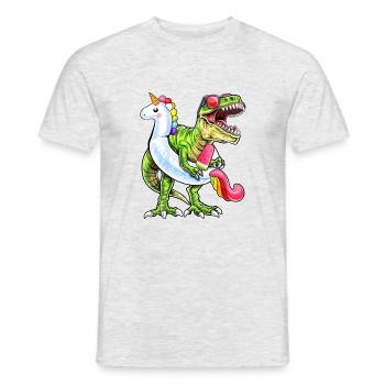 Sommer Dinosaurier Poolparty - Männer T-Shirt - Grau meliert - Vorne - AI Model Male 178 dark (178cm)