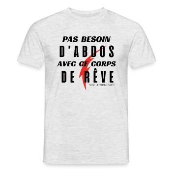 Pas Besoin d'Abdos avec ce corps de rêve (nr) - T-shirt homme - gris chiné - Devant - AI Model Male 178 dark (178cm)