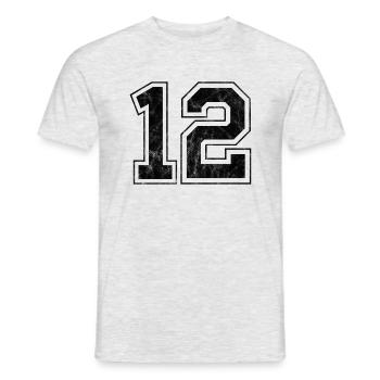 Anzahl 12 - Männer T-Shirt - Grau meliert - Vorne - AI Model Male 178 dark (178cm)