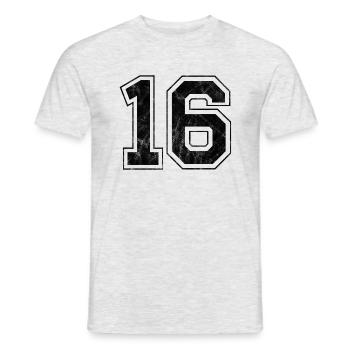 Anzahl 16 - Männer T-Shirt - Grau meliert - Vorne - AI Model Male 178 dark (178cm)