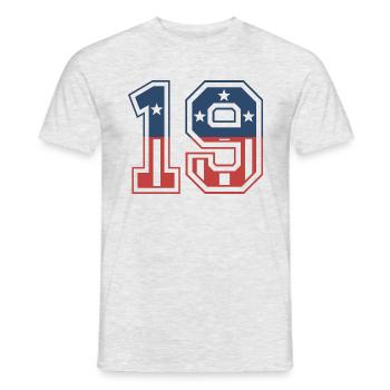 Number 19 USA - Men's T-Shirt - heather grey - Front - AI Model Male 178 dark (178cm)