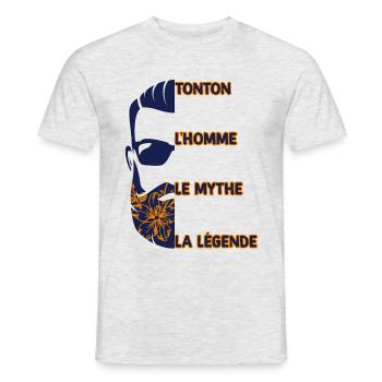 Tonton l homme le mythe la legende - T-shirt homme - gris chiné - Devant - AI Model Male 178 dark (178cm)