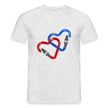 Carabiner Heart - climbing love partner gift - Men's T-Shirt - heather grey - Front - AI Model Male 178 dark (178cm)