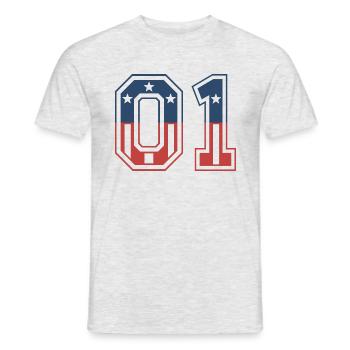 Numéro 01 États-Unis - T-shirt homme - gris chiné - Devant - AI Model Male 178 dark (178cm)