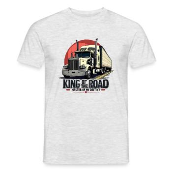 King of the Road – Truck Trucker Design - Men's T-Shirt - heather grey - Front - AI Model Male 178 dark (178cm)