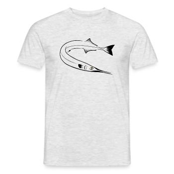 Hornhecht Angeln - Männer T-Shirt - Grau meliert - Vorne - AI Model Male 178 dark (178cm)
