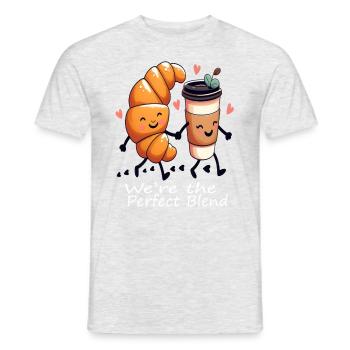 Valentine's Day croissant with coffee - Men's T-Shirt - heather grey - Front - AI Model Male 178 dark (178cm)