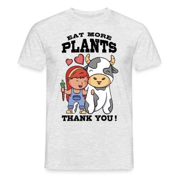 Eat more plants - Men's T-Shirt - heather grey - Front - AI Model Male 178 dark (178cm)