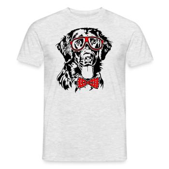 LUNETTES RETRIEVER À PELAGE PLAT Chiens Wilsigns - T-shirt homme - gris chiné - Devant - AI Model Male 178 dark (178cm)