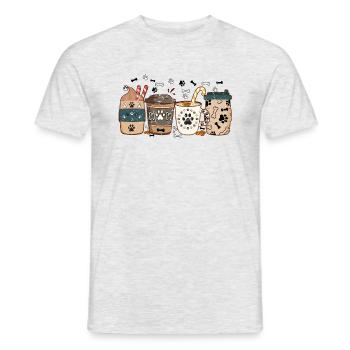 Dog mom coffee lover, warm cozy winter, latte iced - Men's T-Shirt - heather grey - Front - AI Model Male 178 dark (178cm)