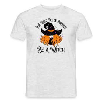 Sorcière, Halloween, Sois une sorcière, Fall vibes - T-shirt homme - gris chiné - Devant - AI Model Male 178 dark (178cm)