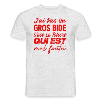J’ai Pas Un Gros Bide C’est Le Tee Shirt Qui Est M - T-shirt homme - gris chiné - Devant - AI Model Male 178 dark (178cm)