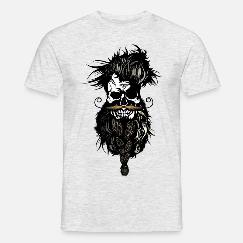 Kopf des Toten Hipster Schädel bärtigen Schädel Bart Schnurrbart - Männer T-Shirt - Grau meliert