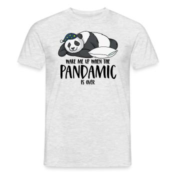 Panda Spruch Wake me up when the pandamic is over - Männer T-Shirt - Grau meliert - Vorne - AI Model Male 178 dark (178cm)
