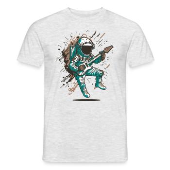 Astronaut spielt E-Gitarre - Männer T-Shirt - Grau meliert - Vorne - AI Model Male 178 dark (178cm)