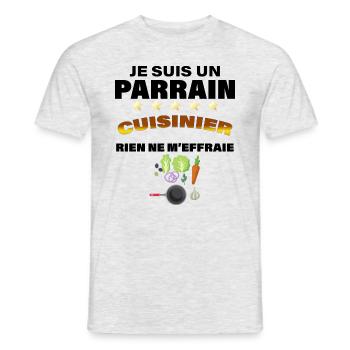 Mon Parrain Cuisinier Humour Homme Cuisine - T-shirt homme - gris chiné - Devant - AI Model Male 178 dark (178cm)
