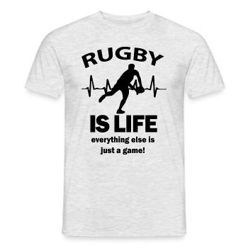 Le rugby c'est ma vie, joueur de rugby rugby - T-shirt homme - gris chiné - Devant - AI Model Male 178 dark (178cm)