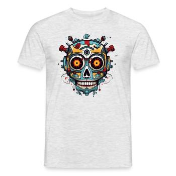Mexican skull of robot - Men's T-Shirt - heather grey - Front - AI Model Male 178 dark (178cm)