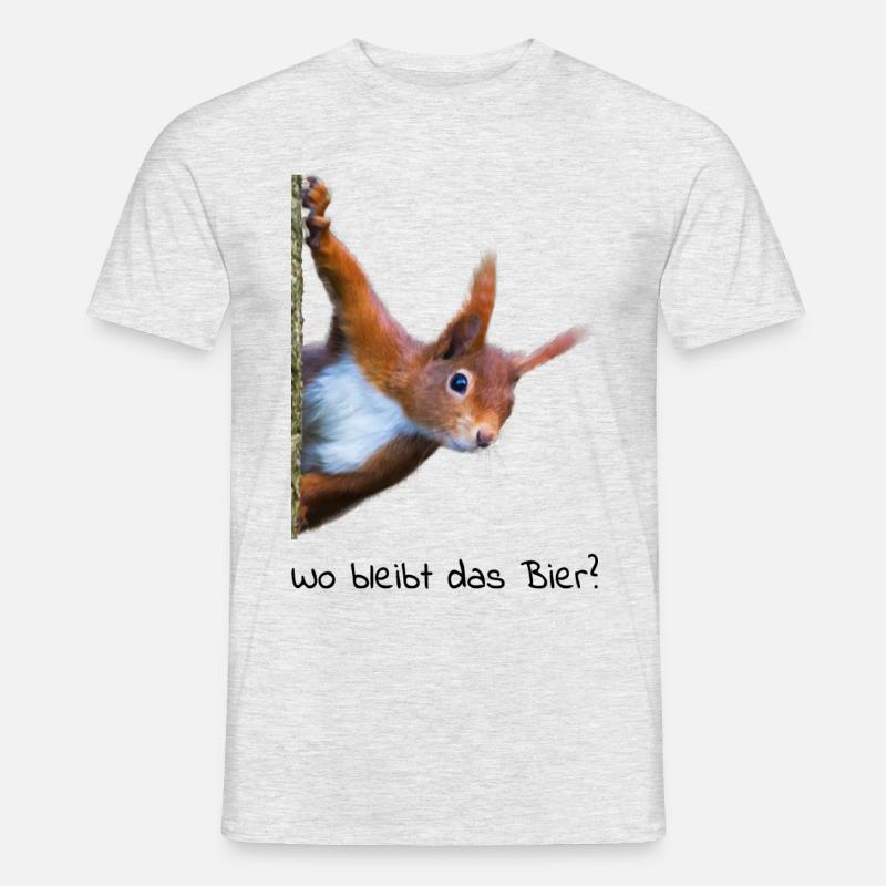 Eichhörnchen sucht Bier - Männer T-Shirt - Grau meliert