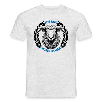 Schaf bleib ruhig und folge der Herde - Männer T-Shirt - Grau meliert - Vorne - AI Model Male 178 dark (178cm)