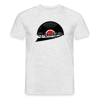 disque vinyle vintage - T-shirt homme - gris chiné - Devant - AI Model Male 178 dark (178cm)