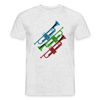 Trompette vintage tricolore - T-shirt homme - gris chiné - Devant - AI Model Male 178 dark (178cm)